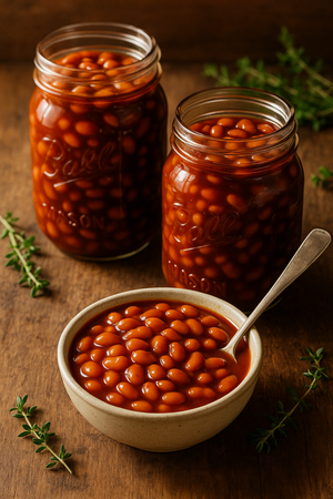 BEANS, DRY, WITH TOMATO OR MOLASSES SAUCE