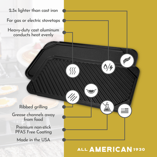 Parrilla y plancha reversible de doble quemador