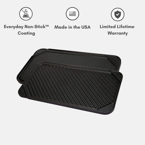 Parrilla y plancha reversible de doble quemador